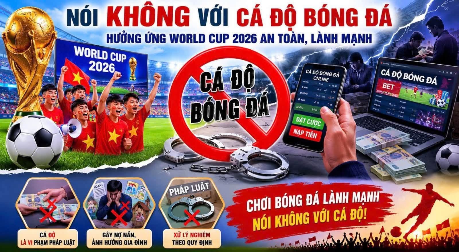 Công an phường Sông Cầu khuyến cáo người dân không tham gia cá độ bóng đá mùa World Cup 2026