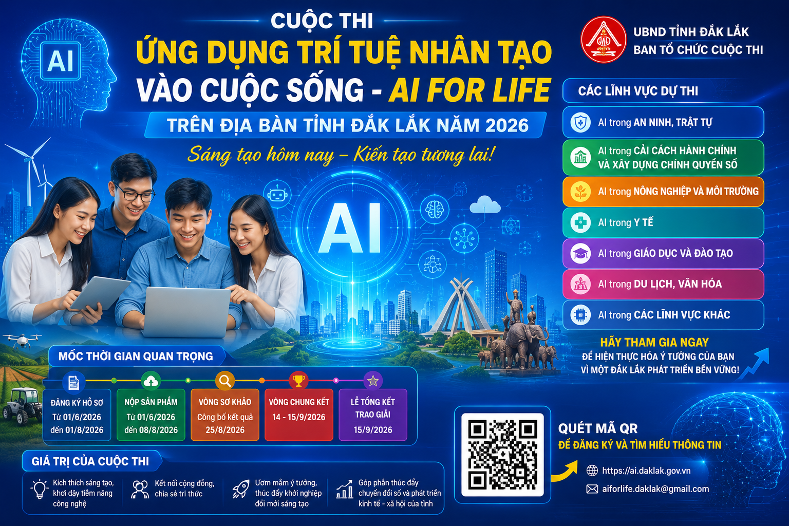 Thể lệ Cuộc thi "Ứng dụng trí tuệ nhân tạo vào cuộc sống - AI for Life" trên địa bàn tỉnh Đắk Lắk năm 2026